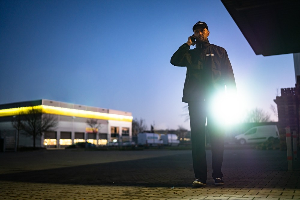 Security Guard While Patrolling